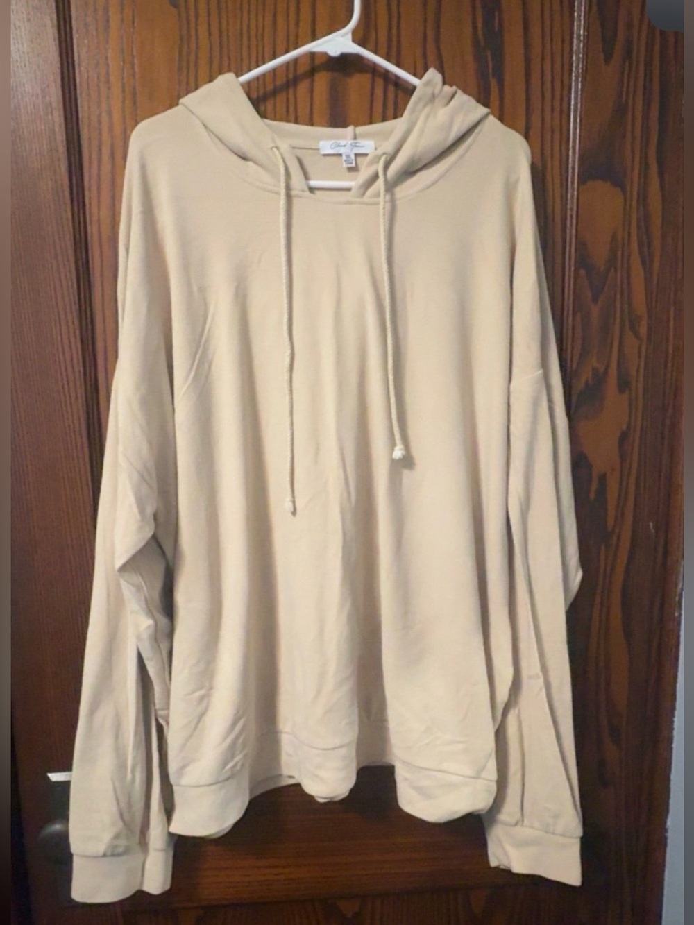 Plus Size Cloud Ten Plush Taupe Hoodie with Drawstring - Picture 2 of 4